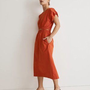 Madewell Two Piece Textured Seersucker Button Dress in Roasted Squash sz L